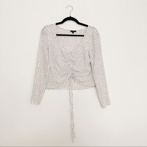 Dynamite Polka Dot Ruched Long Sleeve Top